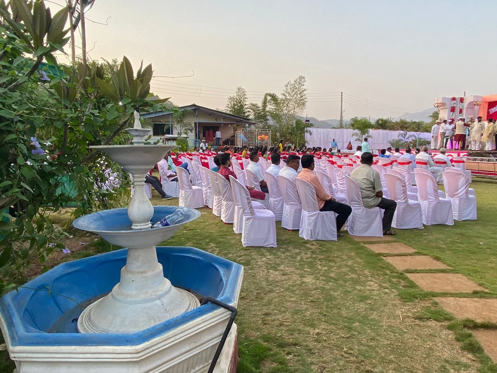 Celebration seating beside the garden at Raigad Agro Park